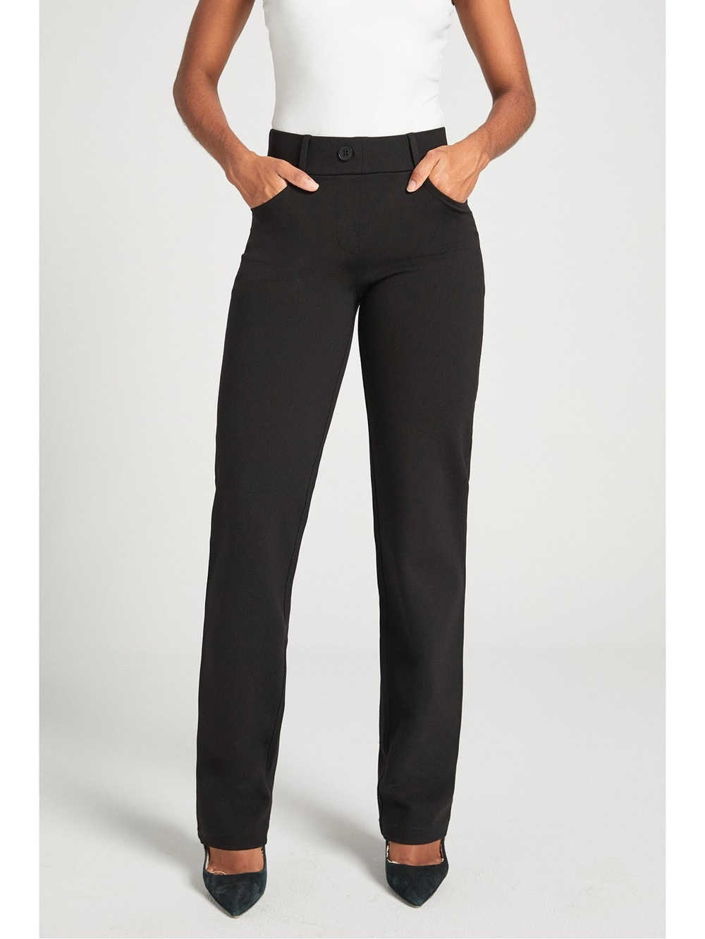 Betabrand 7 Pocket DPYP Dress Pant Yoga Pant M Black Straight Leg Comfort